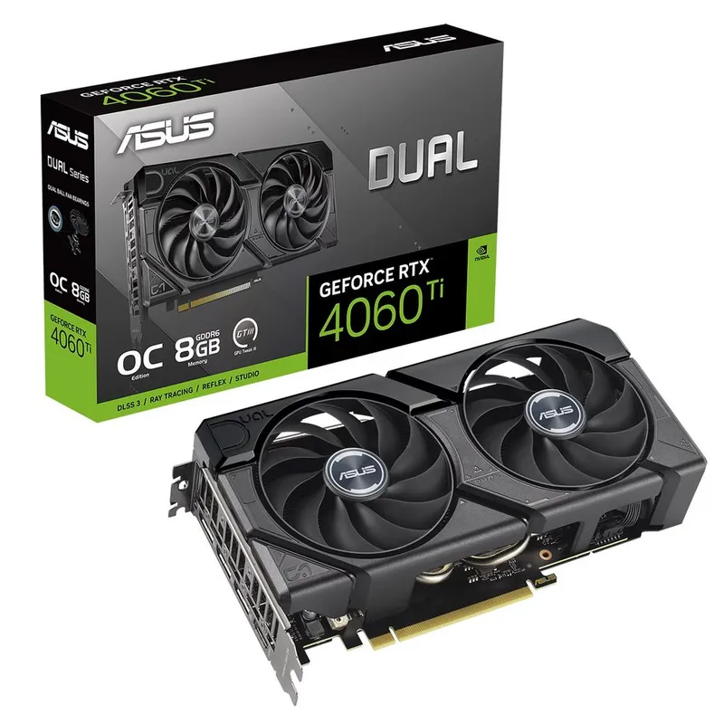 Видеокарта ASUS RTX4060Ti DUAL EVO OC 8GB GDDR6 128bit 3xDP HDMI 2FAN RTL [DUAL-RTX4060TI-O8G-EVO]