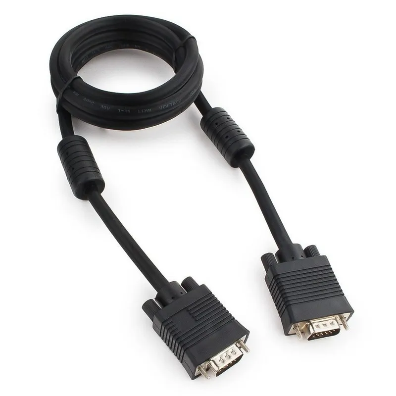Кабель VGA Pro Cablexpert CC-PVGA-6 черный, 1.8м, 15M/15M, экран, феррит. кольца, пакет