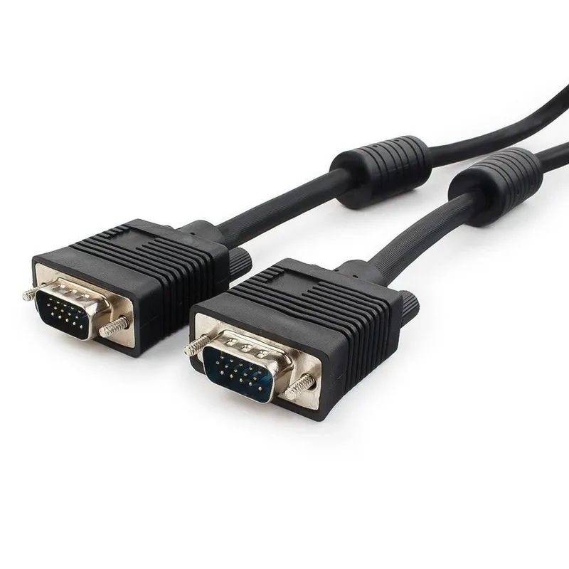 Кабель VGA Pro Cablexpert CC-PVGA-6 черный, 1.8м, 15M/15M, экран, феррит. кольца, пакет