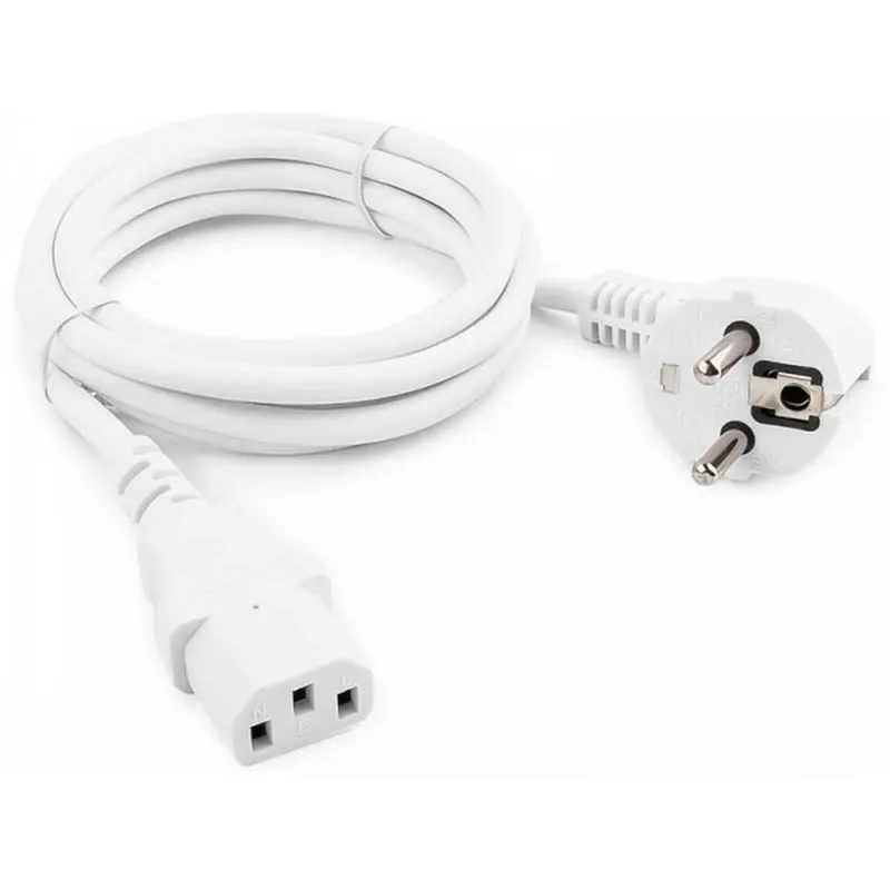  Кабель питания Cablexpert PC-186-1-3 белый, 1.8м, Schuko(S22) - C13, Сечение провода 3x1кв.мм, с заземлением, без индивидуальной упаковки (сборка)