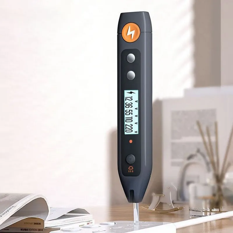  Индикаторная отвертка-тестер напряжения цифровая "Home Series Gray" Deli HT7005 (12-250 В, фонарик, батарейки в комплекте)