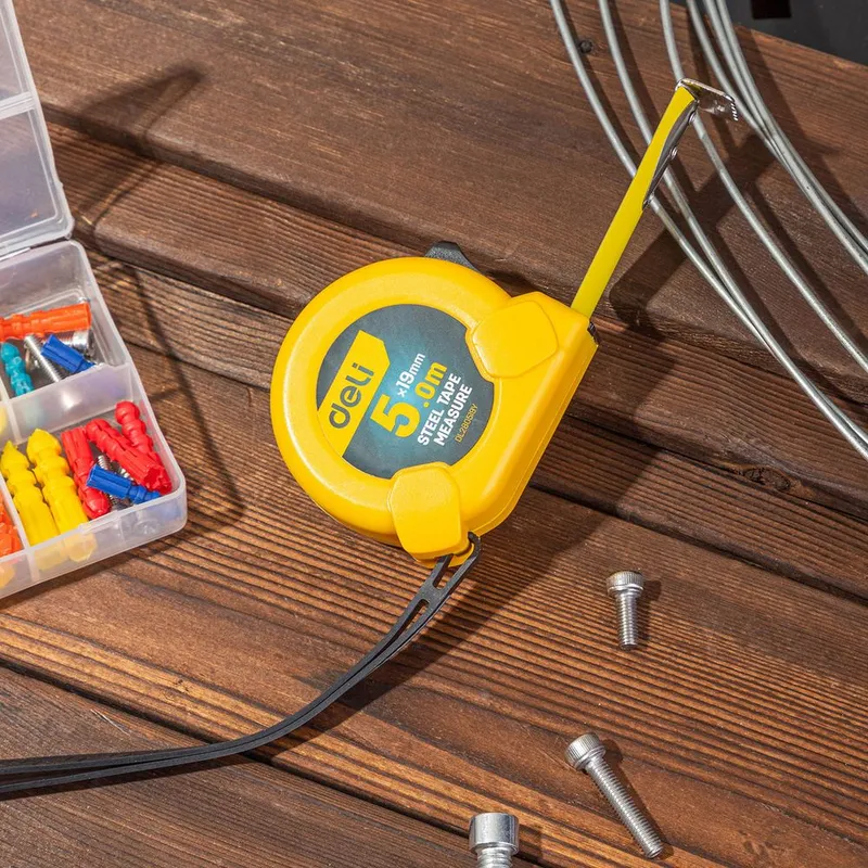 Рулетка Deli DL281025 10м*25мм, метрическая, клипса, ремешок