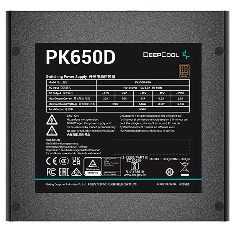Блок питания ПК GamerStorm PK650D (R-PK650D-FA0B-WGEU) 