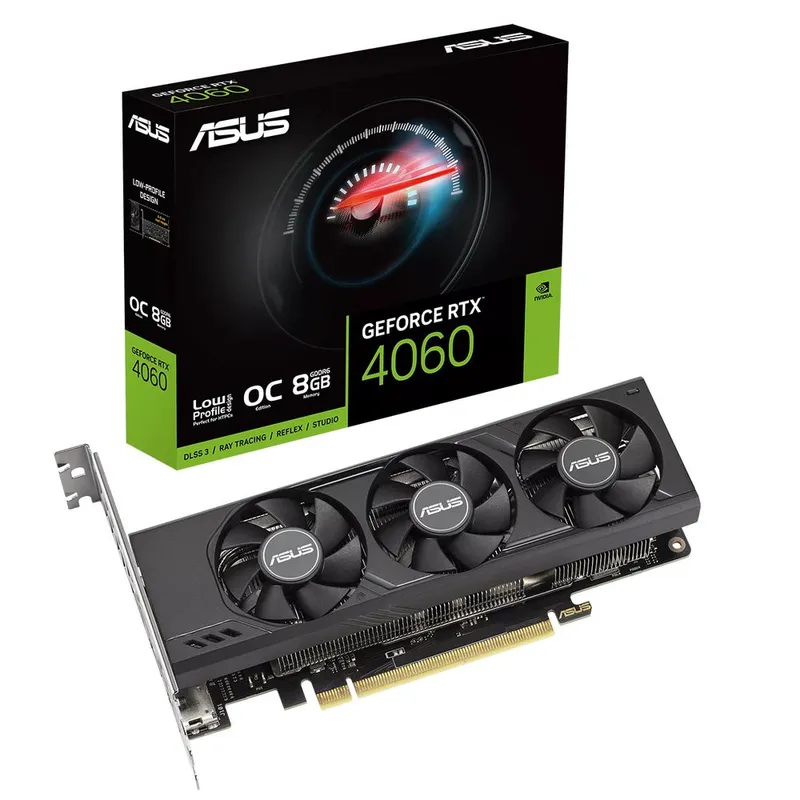 Видеокарта ASUS RTX4060 LP BRK OC 8GB GDDR6 128bit 2xDP 2xHDMI 3FAN RTL [RTX4060-O8G-LP-BRK]