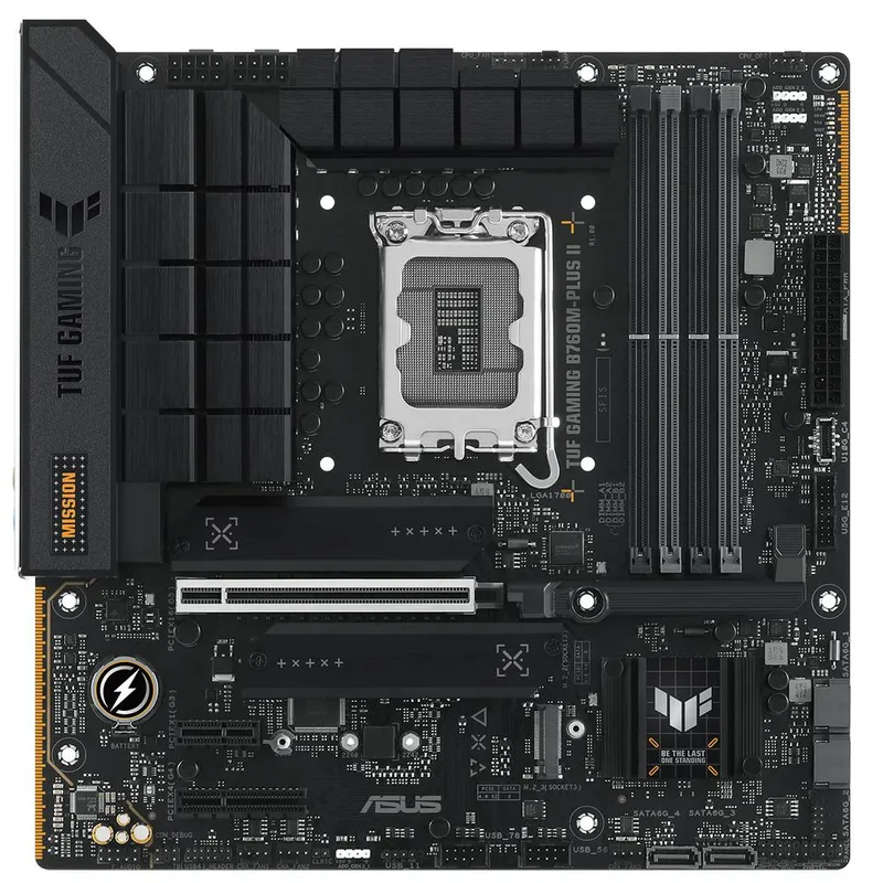 Материнская плата ASUS TUF GAMING B760M-PLUS II LGA1700 mATX 4хDDR5 1xPCIEx16 1xPCIEx4 1xPCIEx1 3xM.2 DP HDMI 2.5GLAN 