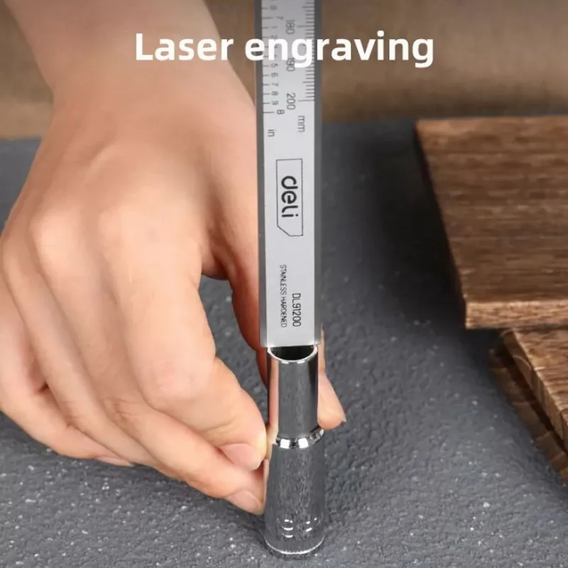  Электронный штангенциркуль Deli DL91200  200мм, метрическая/дюймовая конвертация, нержавеющая сталь, 3 кнопочное управление, светодиодный дисплей, 1,5В SR44.