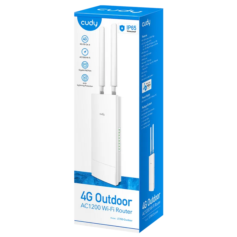 Точка доступа Cudy LT700 OUTDOOR AC1200 10/100/1000BASE-TX/4G белый
