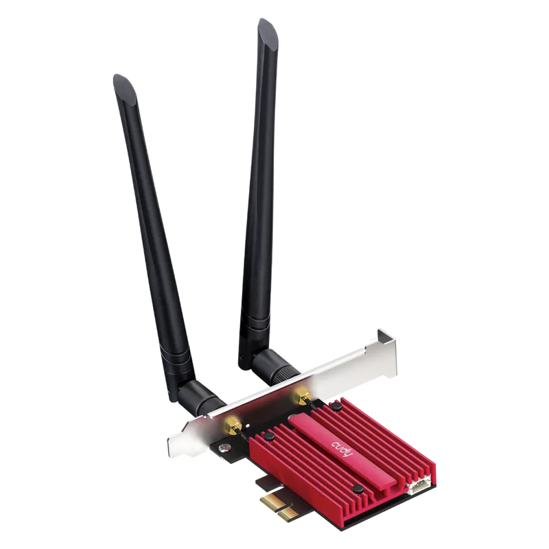 Адаптер беспроводной связи (Wi-Fi) CUDY BE9300 7 PCI Express Adapter 7 Bluetooth 5.4 PCI Express Adapter with Heatsink,  Intel BE200 module, Tri-band 2T2R, 5.8Gbps@6Ghz+2.8Gbps@5GHz + 688Mbps@2.4GHz, 802.11be/ax/ac/a/b/g/n, Magnetized antenna base, 2 high