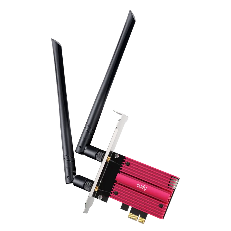 Адаптер беспроводной связи (Wi-Fi) CUDY BE9300 7 PCI Express Adapter 7 Bluetooth 5.4 PCI Express Adapter with Heatsink,  Intel BE200 module, Tri-band 2T2R, 5.8Gbps@6Ghz+2.8Gbps@5GHz + 688Mbps@2.4GHz, 802.11be/ax/ac/a/b/g/n, Magnetized antenna base, 2 high