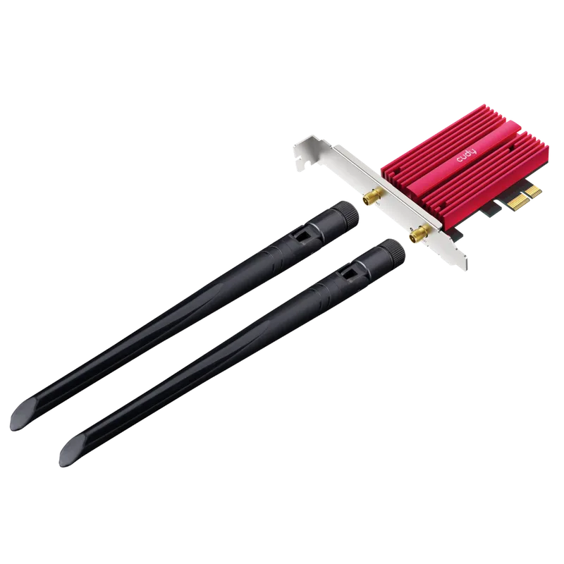 Адаптер беспроводной связи (Wi-Fi) CUDY BE9300 7 PCI Express Adapter 7 Bluetooth 5.4 PCI Express Adapter with Heatsink,  Intel BE200 module, Tri-band 2T2R, 5.8Gbps@6Ghz+2.8Gbps@5GHz + 688Mbps@2.4GHz, 802.11be/ax/ac/a/b/g/n, Magnetized antenna base, 2 high