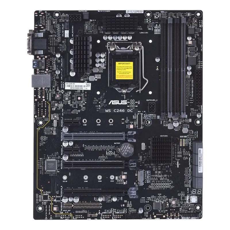 Материнская плата ASUS WS C246 DC LGA1151 ATX 3xDDR4 4xPCIEx16 2xPCIEx1 M.2 DVI VGA GLAN (90SB08L0-M0UBN0)
