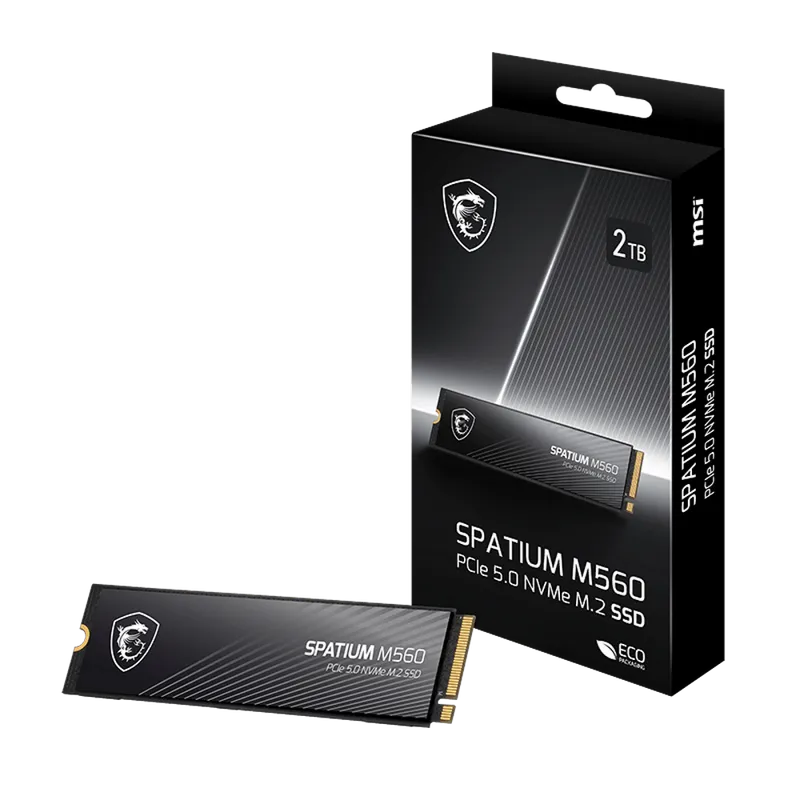MSI SSD SPATIUM M560 2TB M.2 2280 PCle 5.0 NVMe R10300/W8700MB/s 3D NAND TLC MTBF 1.5M 1300000/1400000 IOPS 1200TBW