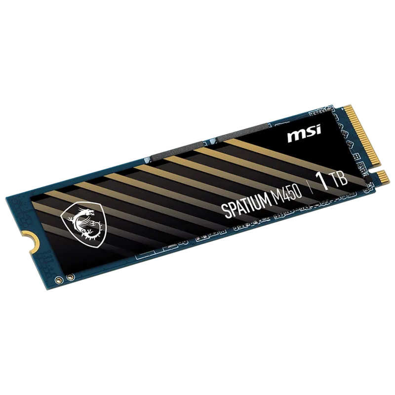 MSI SSD SPATIUM M450 V1 1TB M.2 2280 PCle 4.0 NVMe R3400/W2400MB/s 3D NAND TLC MTBF 1.5M 500000/550000 IOPS 350TBW