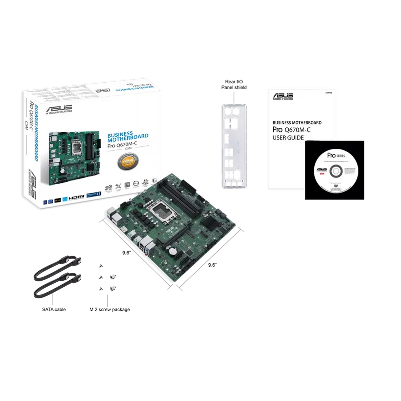 Материнская плата ASUS PRO Q670M-C-CSM LGA1700 mATX 4xDDR5 PCIEx16 2xPCIEx1 1xM.2 2xDP HDMI GLAN 