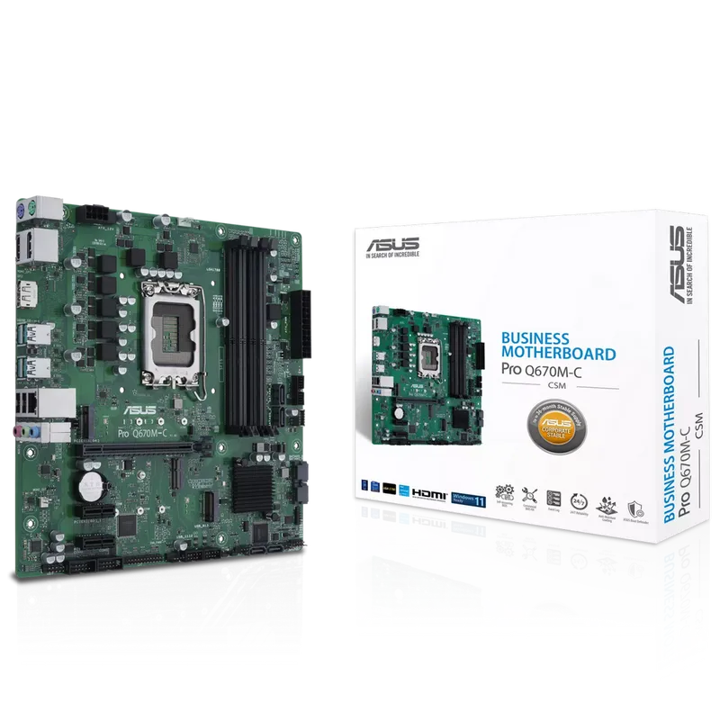Материнская плата ASUS PRO Q670M-C-CSM LGA1700 mATX 4xDDR5 PCIEx16 2xPCIEx1 1xM.2 2xDP HDMI GLAN 