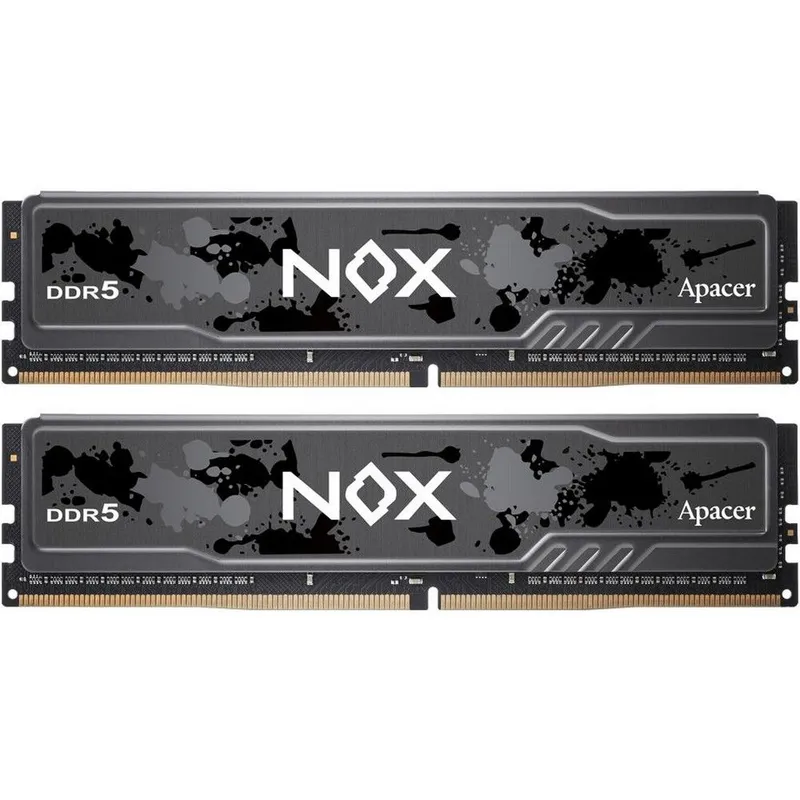 Apacer  DDR5  64GB  6000MHz DIMM NOX Black Gaming Memory CL40 1.35V Kit (2x32GB) (Retail) 2048*8  Heat Sink (Retail) 3 years (AH5U64G60C622MBAA-2)
