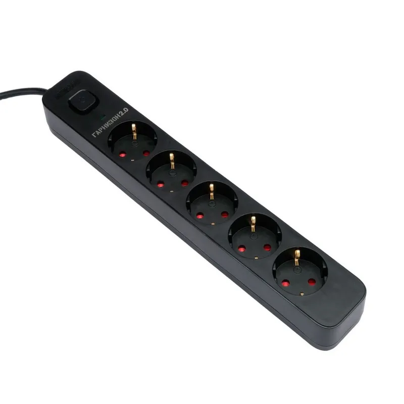 Сетевой фильтр Гарнизон EPS-5-B-5 черный, 5 розеток, 10А, кабель 5м, ур.защиты 2+, пакет