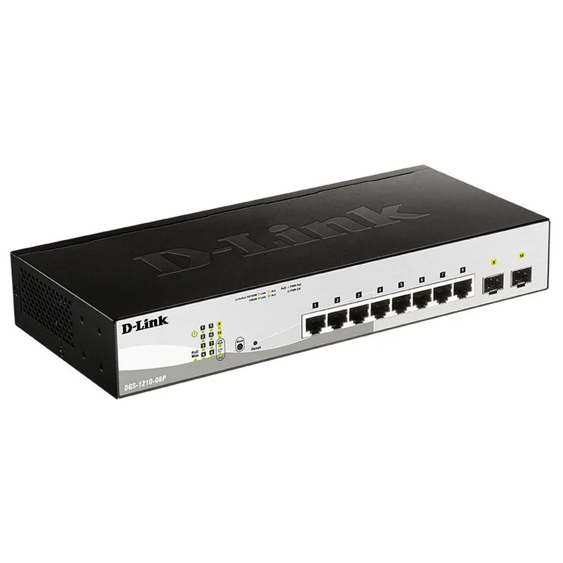 Коммутатор D-Link DGS-1210-08P DGS-1210-08P/G3A (L2) 8x1Гбит/с 2SFP 8PoE 65W настраиваемый