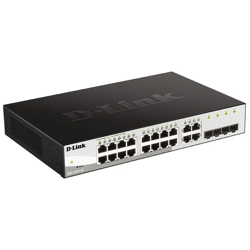 Коммутатор D-Link DGS-1210-16 DGS-1210-16/G2A (L2) 16x1Гбит/с 4xКомбо(1000BASE-T/SFP) настраиваемый