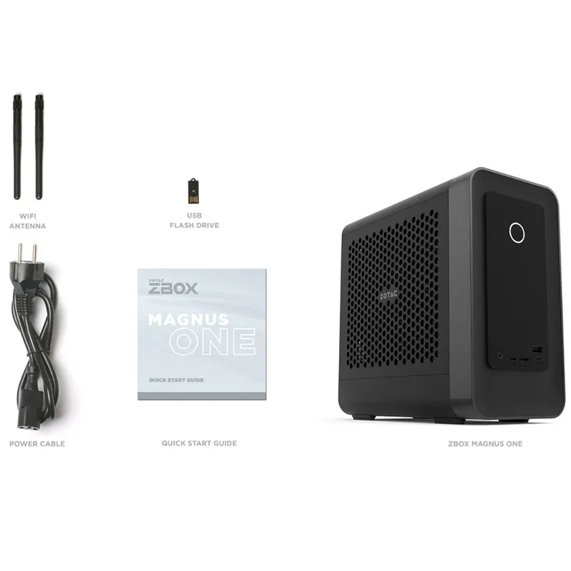Платформа мини ПК ZOTAC ZBOX-ERP74070SC-BE, NVIDIA RTX4070 Super, Intel i7-14700, 2x DDR5 SODIMM slots, M2 SSD slot, 2.5" SATAIII BAY, WIFI, BT, 2.5G LAN, GLAN, 3x DP, HDMI, EU+UK PLUG, black
