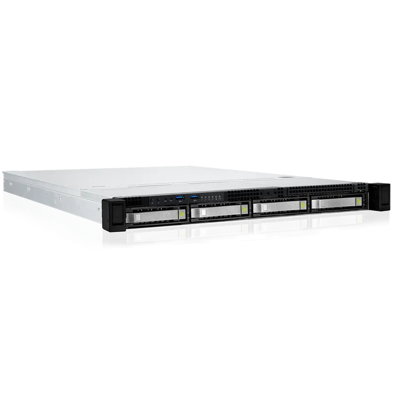 Корпус In-Win Компьютерный IW-RS104-07 Single 650w Acbel/FAN 4056mm*6/SLIMSAS*4 BP)/2.5"/3.5" hot-swap HDD tray (gray color)*4/28"RAIL/power cord*2/I/O shield universal/ Riser Card for 1Uxx-07 series , PCIe Gen 3 x 16, left-facing 90degree