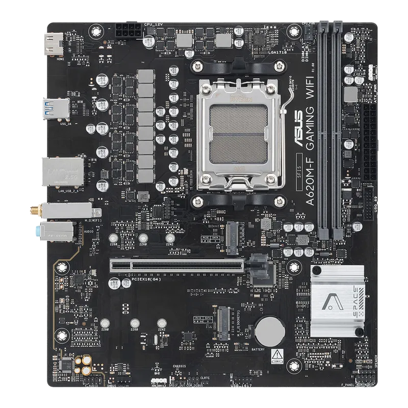 Материнская плата ASUS A620M-F GAMING WIFI AM5 mATX 2xDDR5 PCIEx16 2xM.2 HDMI 2.5GLAN Wi-Fi 6 