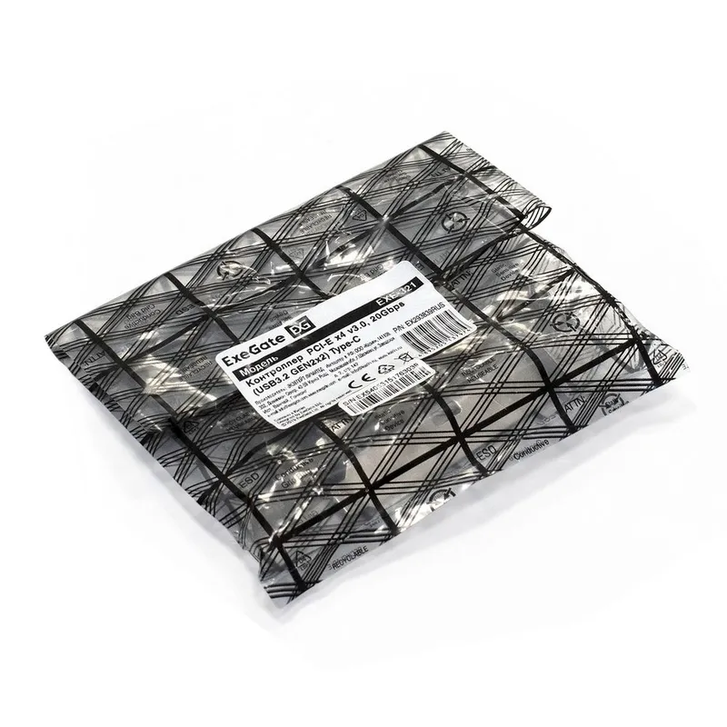 Контроллер ExeGate EXE-321 (PCI-E x4 v3.0, 20Gbps (USB3.2 GEN2x2) Type-C ext., ASMedia Chipset ASM3242)