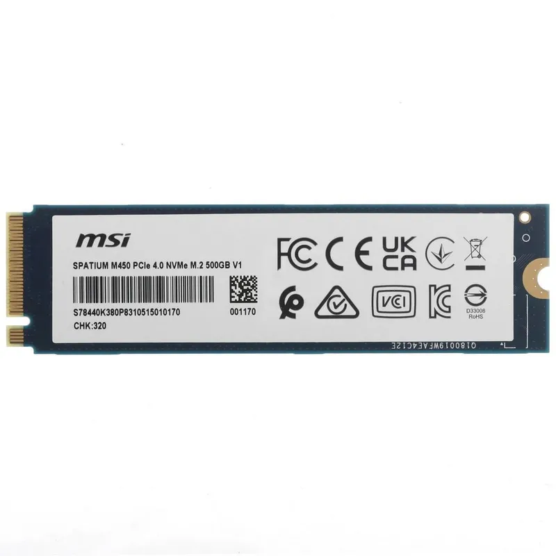 Твердотельный накопитель SSD MSI M.2 2280 500GB SPATIUM M450 V1 S78-440K380-P83