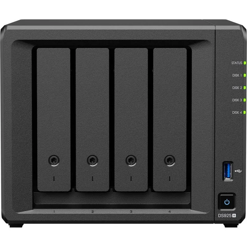 Synology QC 2,2GhzCPU/4Gb(32)/RAID0,1,10,5,6/upto 4HP HDD SATA(3.5', 2.5')upto 9 (1xDX525)/2xM.2 NVMe/2xUSB3.2/2x2.5GbE/iSCSI/2xIPcam(up to 40)/1xPS/1YW (repl DS923+)'