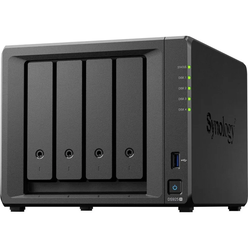 Synology QC 2,2GhzCPU/4Gb(32)/RAID0,1,10,5,6/upto 4HP HDD SATA(3.5', 2.5')upto 9 (1xDX525)/2xM.2 NVMe/2xUSB3.2/2x2.5GbE/iSCSI/2xIPcam(up to 40)/1xPS/1YW (repl DS923+)'