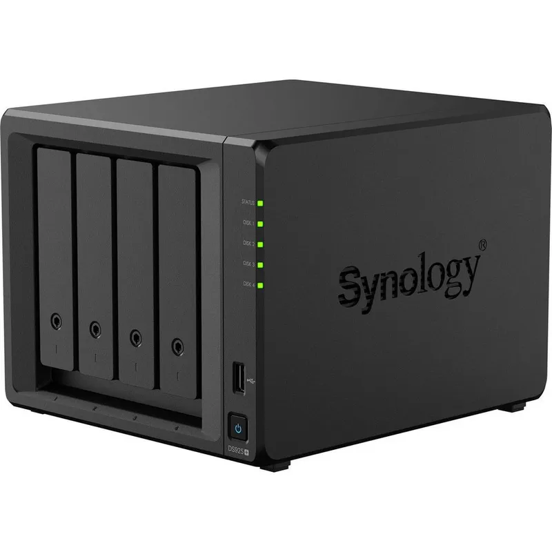 Synology QC 2,2GhzCPU/4Gb(32)/RAID0,1,10,5,6/upto 4HP HDD SATA(3.5', 2.5')upto 9 (1xDX525)/2xM.2 NVMe/2xUSB3.2/2x2.5GbE/iSCSI/2xIPcam(up to 40)/1xPS/1YW (repl DS923+)'