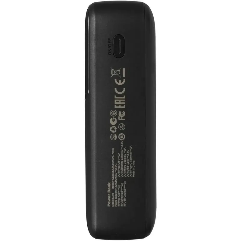 Внешний аккумулятор Tecno Pocket S201 20000mAh 2.4A 2xUSB-A/USB-C черный 