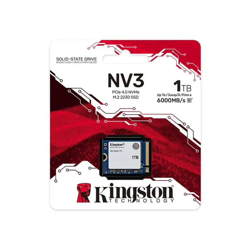 Kingston SSD 1000GB NV3 M.2 2230 NVMe Gen4x4 R6000/W4000MB/s 3D NAND MTBF 2M 320TBW Retail 1 year