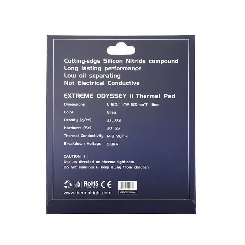 Листовой термоинтерфейс Thermalright Extreme Odyssey II, размер 120x120 мм, толщина 1.5 мм, 14.8 Вт/(м·K)