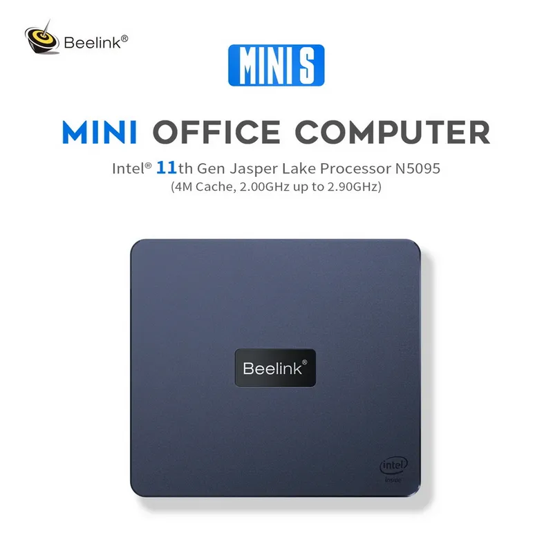 Мини-компьютер Beelink MINI S, CPU: Intel® Celeron® N5095 Processor , 4C/4T , GPU : Intel® UHD Graphics , 8GB DDR4 RAM  128GB SSD , Wi-Fi 5 ; Bluetooth 5.0; LAN 1000M