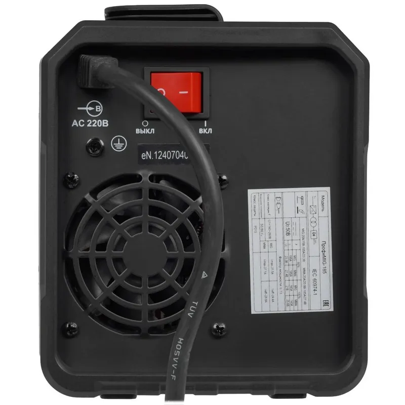  Сварочный аппарат полуавтоматический Edon ПрофиMIG-185 MIG 6,9кВт 20-185А, MMA 7,9кВт 20-185А, раб.цикл 60%, КПД 85%, диаметр: электроды 2-4мм, проволока 0,8-1мм