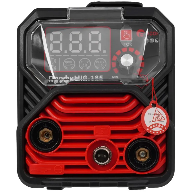  Сварочный аппарат полуавтоматический Edon ПрофиMIG-185 MIG 6,9кВт 20-185А, MMA 7,9кВт 20-185А, раб.цикл 60%, КПД 85%, диаметр: электроды 2-4мм, проволока 0,8-1мм