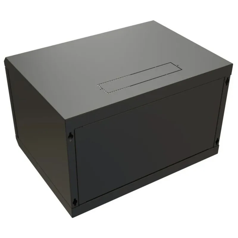 Шкаф Hyperline WRline WR-TW-0945-SR-RAL9004 настенный 19-дюймовый (19"), 9U, 500x600х450мм, цельнометаллическая дверь с замком, цвет черный (RAL9004) (разобранный)
