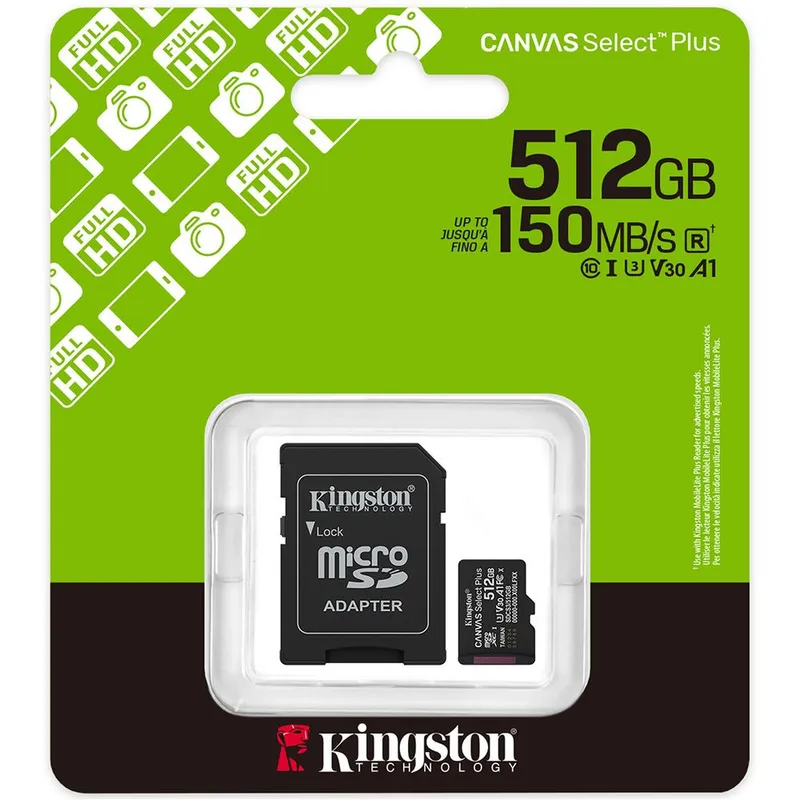 Флеш карта microSDXC 512GB Kingston SDCS3/512GB Canvas Select Plus + adapter