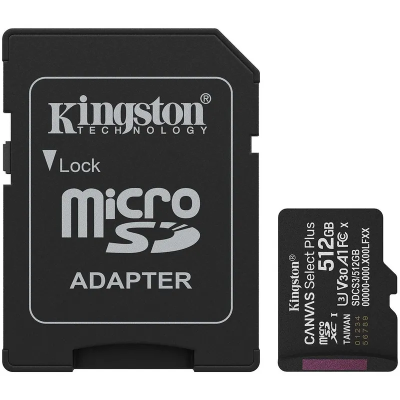 Флеш карта microSDXC 512GB Kingston SDCS3/512GB Canvas Select Plus + adapter