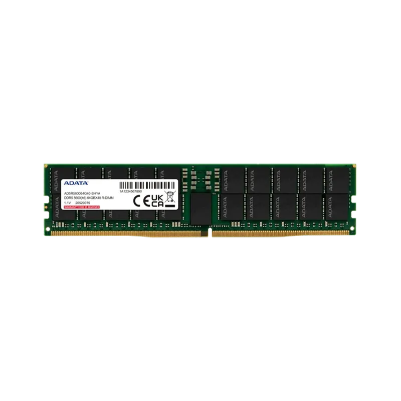 Оперативная память ADATA DDR5 RDIMM 64GB 5600MHz 1*64GB ECC Reg 1.1V CL46-45-45 SINGLE TRAY