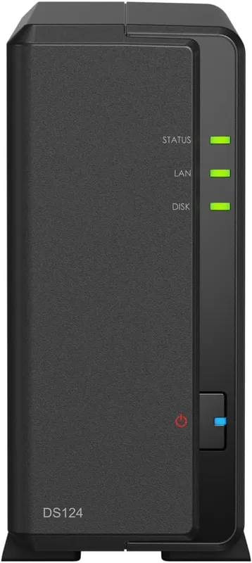 Системы хранения данных Synology DS124 QC 1.7GhzCPU/1Gb/upto 1HDDs/SATA(3,5'',2.5")/2xUSB3.2/1GigEth/iSCSI/2xIPcam(upto 12)/1xPS/1YW repl DS118