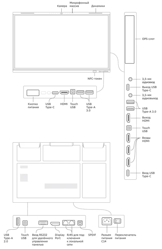 Панель Sber 65" ПРО Sber 65 серый титан VA LED 6.5ms 16:9 HDMI M/M матовая 350cd 178гр/178гр 3840x2160 4K USB 39.7кг