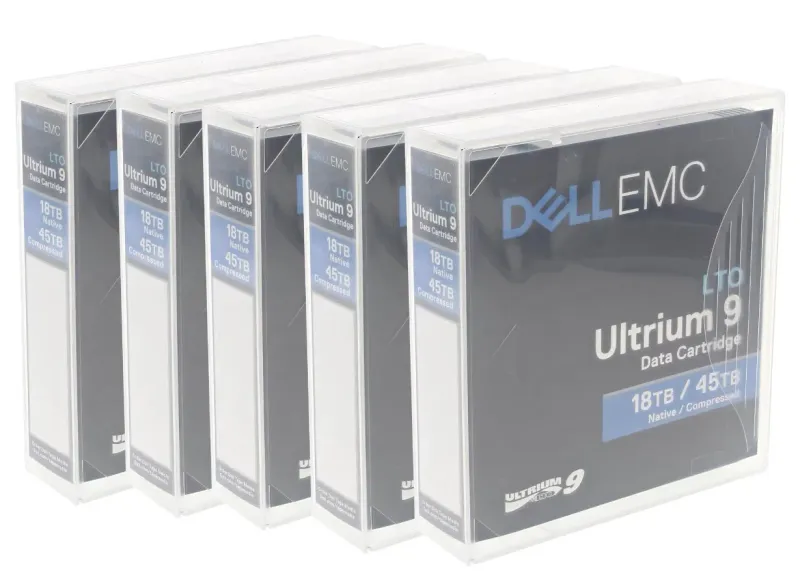 Комплект картриджей для ленточной библиотеки DELL LTO9 Tape Media cartridge, 5 Pack, Cust Kit