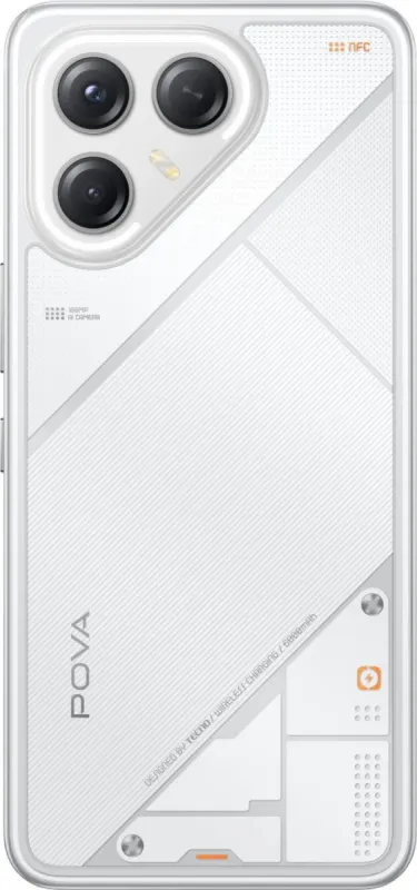 Смартфон Tecno Pova 7 Ultra 5G 256Gb 12Gb белый моноблок 3G 4G 6.8" 1080x2460 Android 14 50Mpix 802.11 a/b/g/n/ac NFC GPS GSM900/1800 Protect