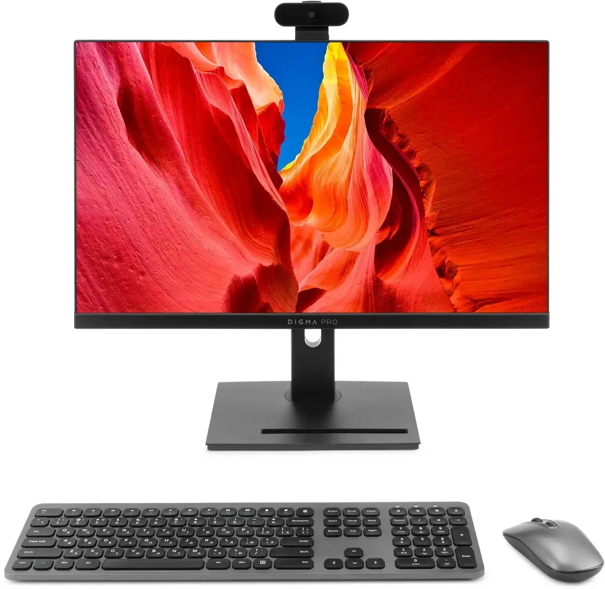 Моноблок Digma Pro Vision 23.8" Full HD Ryzen 3 5425U (1.8) 8Gb SSD256Gb RGr CR Windows 11 Pro Eth WiFi BT 90W клавиатура мышь Cam черный 1920x1080