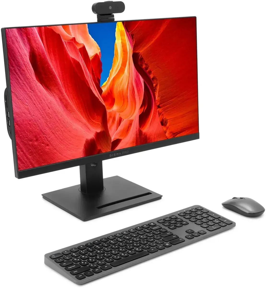 Моноблок Digma Pro Vision 23.8" Full HD Ryzen 3 5425U (1.8) 8Gb SSD256Gb RGr CR Windows 11 Pro Eth WiFi BT 90W клавиатура мышь Cam черный 1920x1080