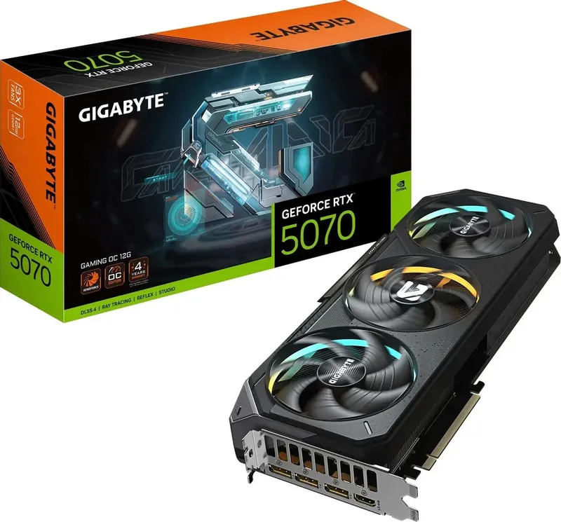 Видеокарта Gigabyte PCI-E GV-N5070GAMING OC-12GD 1.0 NVIDIA GeForce RTX 5070 12Gb 192bit GDDR7 2805/28000 HDMIx1 DPx3 HDCP Ret