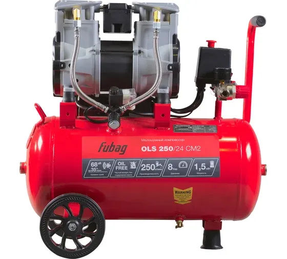 Компрессор поршневой Fubag OLS 250/24 CM2 безмасляный 250л/мин 24л 1500Вт красный/черный