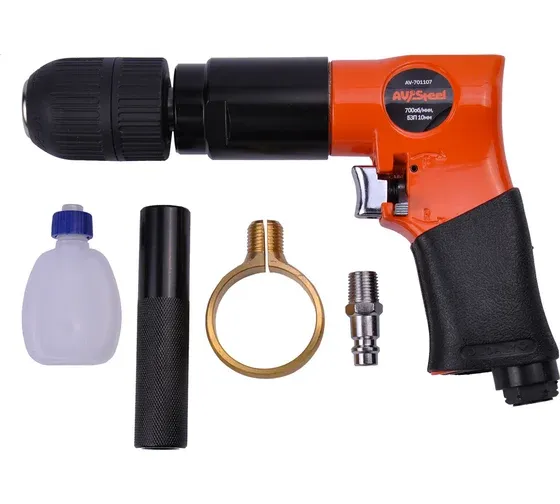 Дрель прямая Av Steel AV-701107 114л/мин патр.:быстрозажимной оранжевый/черный